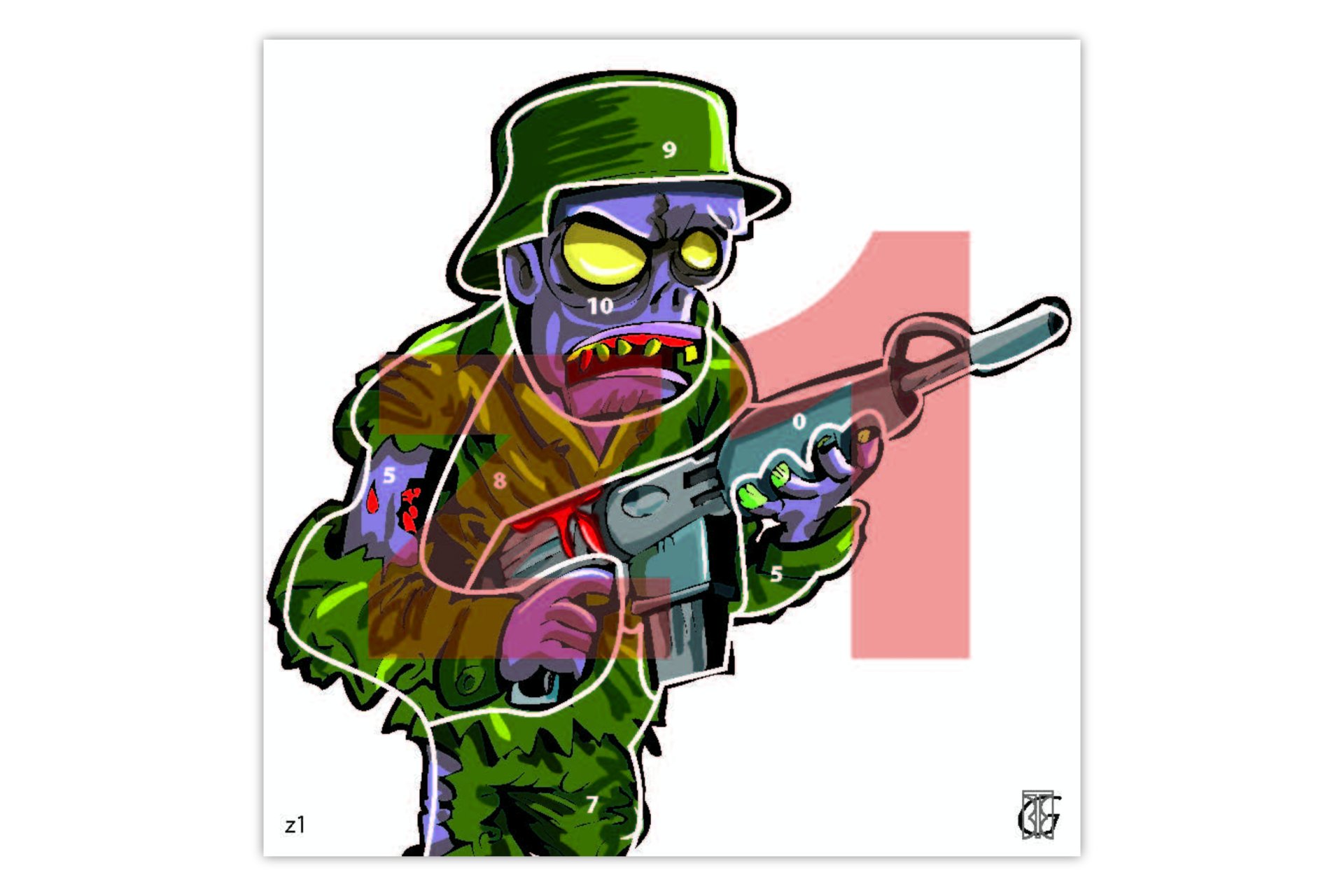 Terč vzduchovkový 14x14 Zombie Z1 1 ks